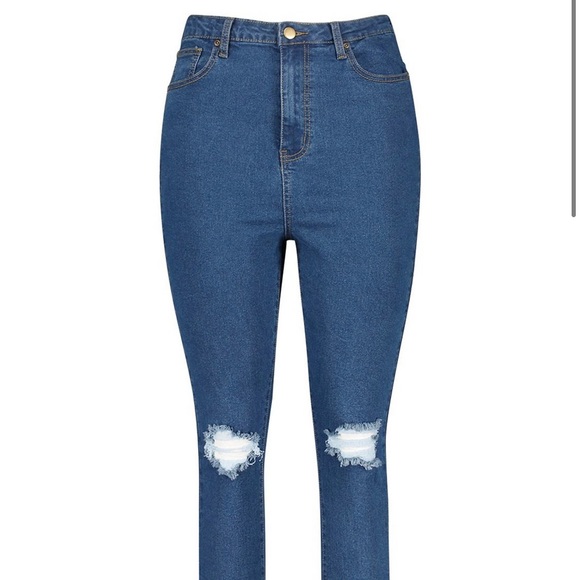 Denim Rip Knee & Frayed Hem Skinny Jeans - Picture 3 of 4